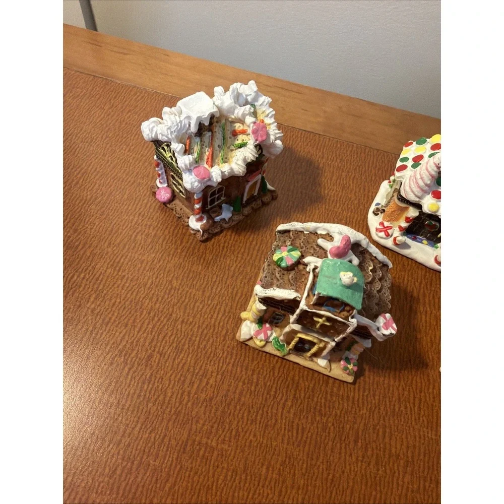 Vtg Set 5 Hinged Christmas Gingerbread House Trinket Boxes 1990s‎